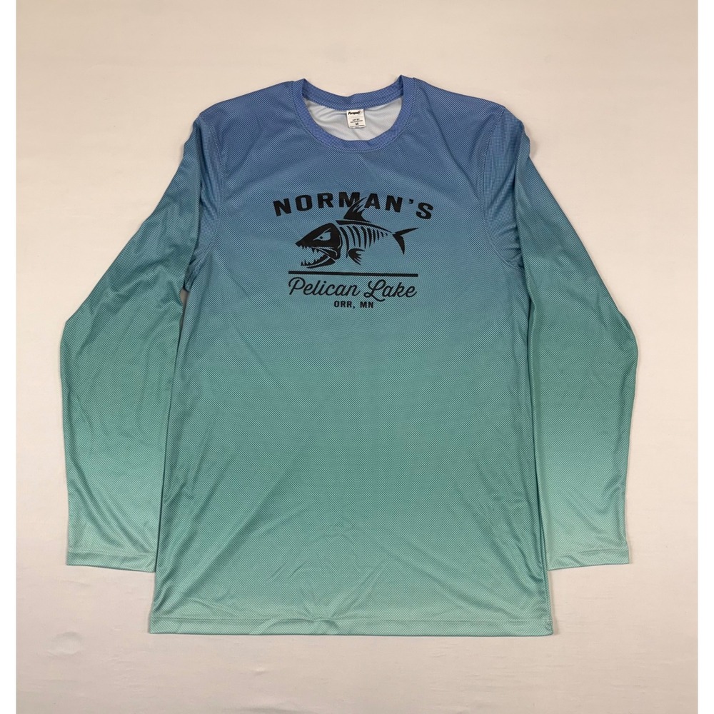 Paragon Norman's‎ Pelican Lake Orr, MN Blue Green Ombre Sun Shirt Mens M UPF 50+